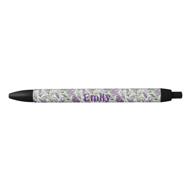 Elegant Lilac und Sage personalisierte Blumen Kugelschreiber (Vorderseite)