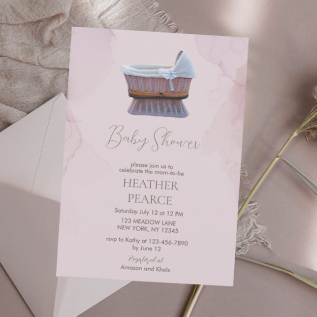 Elegant Lilac Vintag Bassinet Baby Shower Einladung (Von Creator hochgeladen)