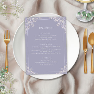Elégant Lilac Vintage Frame Mariage Menu