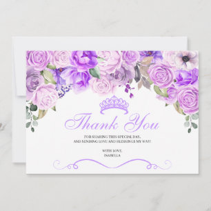 Élégant Lilac violet Floral Quinceanera Merci