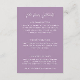 Elegant Lilac Wedding Details Begleitkarte
