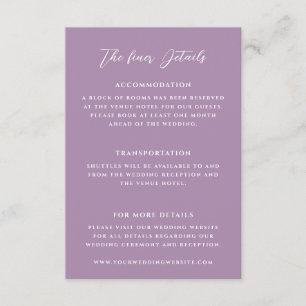 Elegant Lilac Wedding Details Begleitkarte