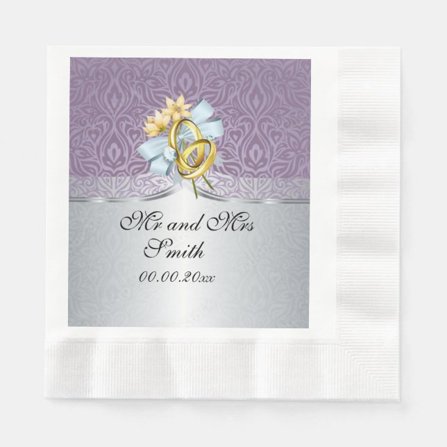 Elegant Lilac Wedding Personalisiert Paper Napkin Serviette (Vorderseite)