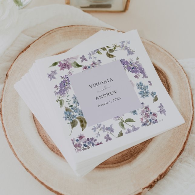 Elegant Lilac Wedding Serviette (Elegant Lilac Wedding Napkins by Painted Paperie
)
