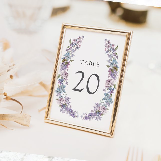 Elegant Lilac Wedding Tischnummer (Elegant Watercolor Lilac Floral  Wedding Table Number by Painted Paperie
)