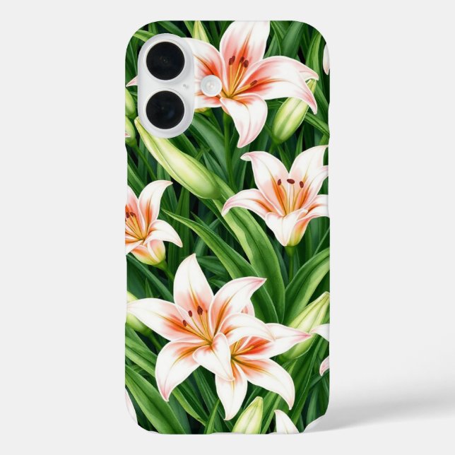 Elegant Lilies iPhone 16 Hülle (Rückseite)