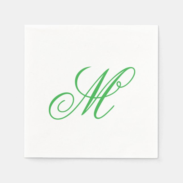 Elegant Lime Green Monogram Initial Serviette (Vorderseite)