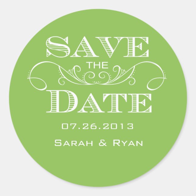 Elegant Lime Green Save the Date Sticker (Vorderseite)