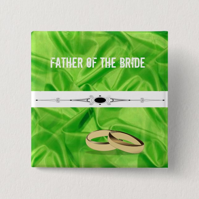 Elegant`Lime Green Silk Effect Wedding Button (Vorderseite)