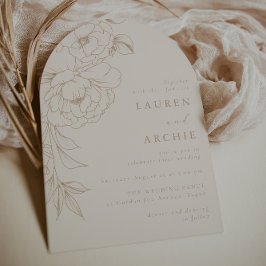 Elegant Line Art Boho Vintage Floral Wedding Einladung