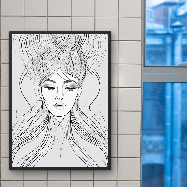 Elegant Line Art Portrait Moderne Wall Art poster (Créateur téléchargé)