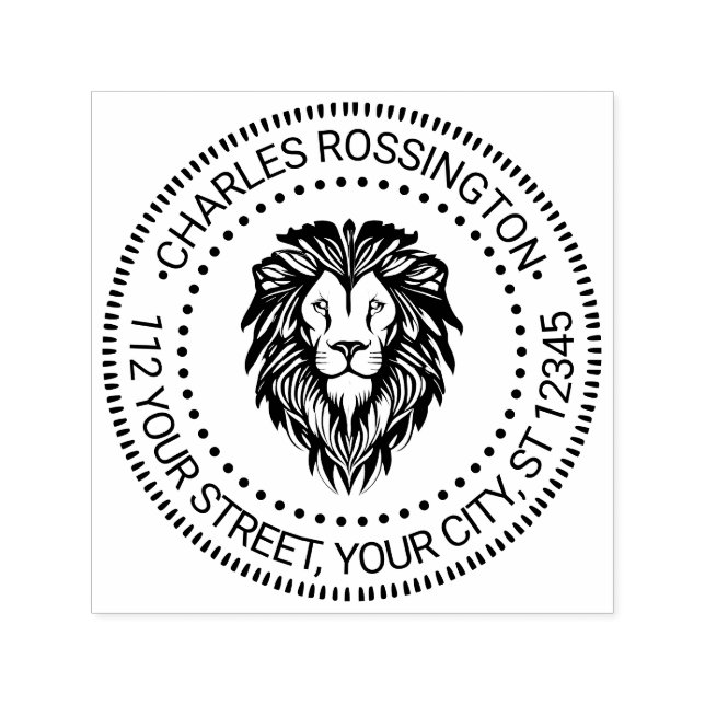 Elegant Lion Head Nr. 3 NT Rnd Name Adresse Permastempel (Design)