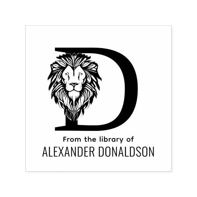 Elegant Lion Head Nr. 3 über Single Erstnamenbuch Permastempel (Design)