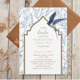 Elegant Little Bird Woodland Meadow Baby Shower Einladung