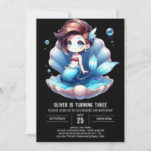 Elegant Little Mermaid Birthday Einladung
