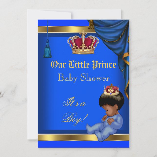 Elegant Little Prince Baby Shower Boy Blue 2 Einladung (Vorderseite)