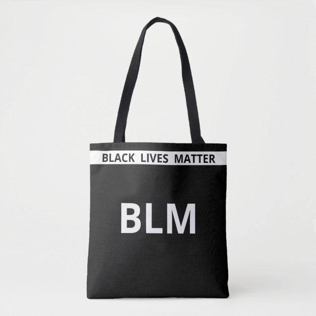 Elegant Lives Matter BLM Text auf Schwarz & Weiß Tasche (Vorderseite)