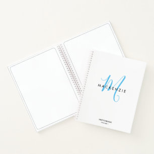 Elégant Livre de croquis de Monogramme Ciel Bleu B
