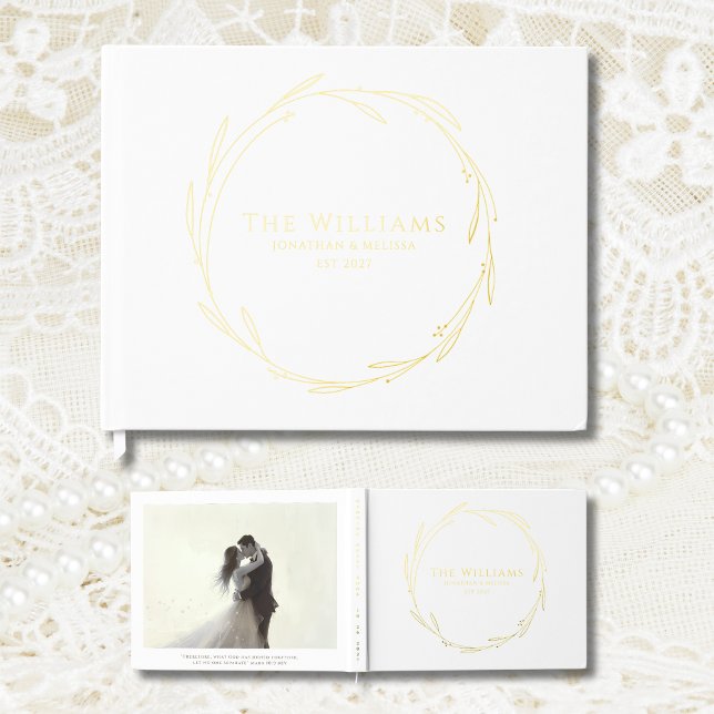 Élégant livre d'hôtes Livre d'or Botanique Wreath  (Créateur téléchargé)