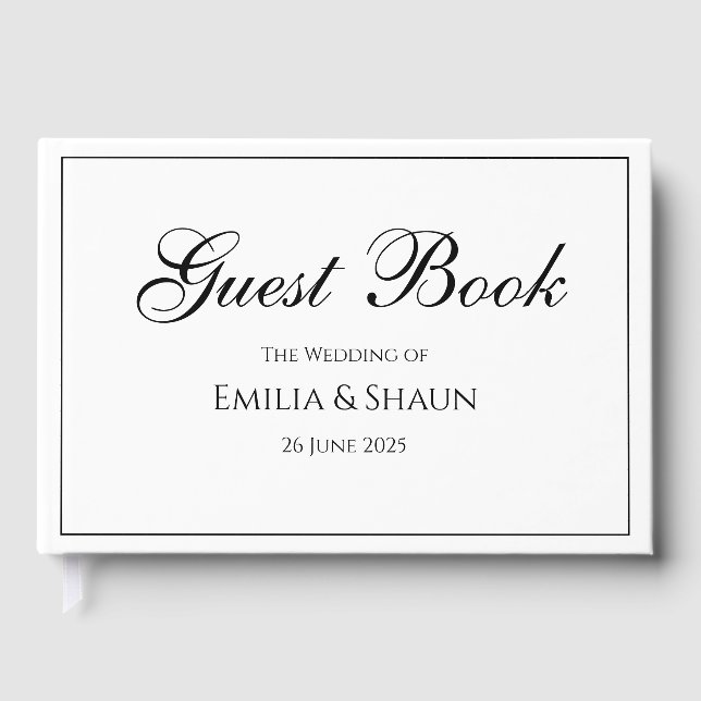 Élégant livre d'hôtes Mariage blanc et noir (Recto)