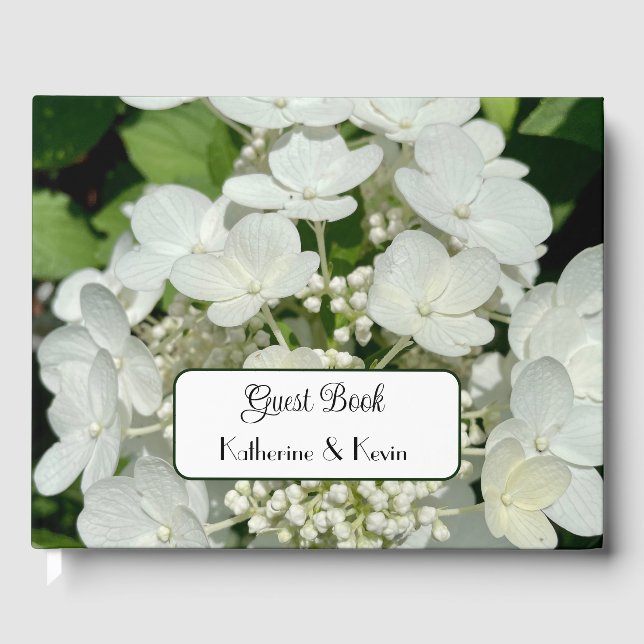 Elégant livre d'hôtes Mariage Floral Hydrangea Bla (Recto)