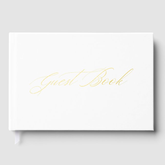 Élégant livre d'hôtes Mariage White & Gold Foil (Recto)