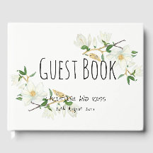 Élégant livre d'invités de mariage avec magnolia