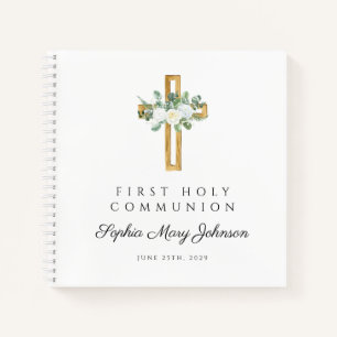 Elégant livre d'or de la première communion floral