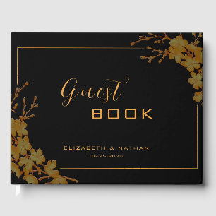 Elégant livre d'or et de noir Floral