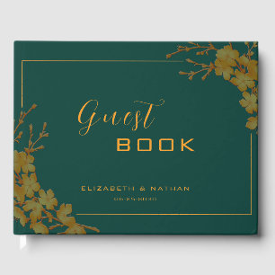 Élégant livre d'or et vert émeraude