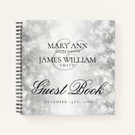 Élégant livre d'or Mariage Silver Shimmer Lumières