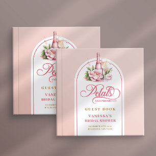 Élégant livre d'or prosecco aux pétales roses et d