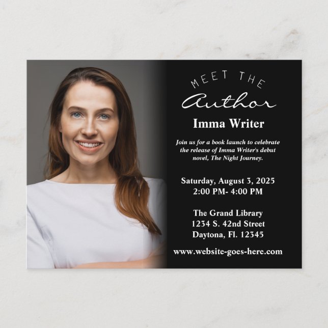 Élégant Livre noir & blanc Lancer Photo Invitation (Devant)