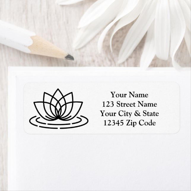 Élégant logo de fleur de lotus étiquettes d'adress (En situation)