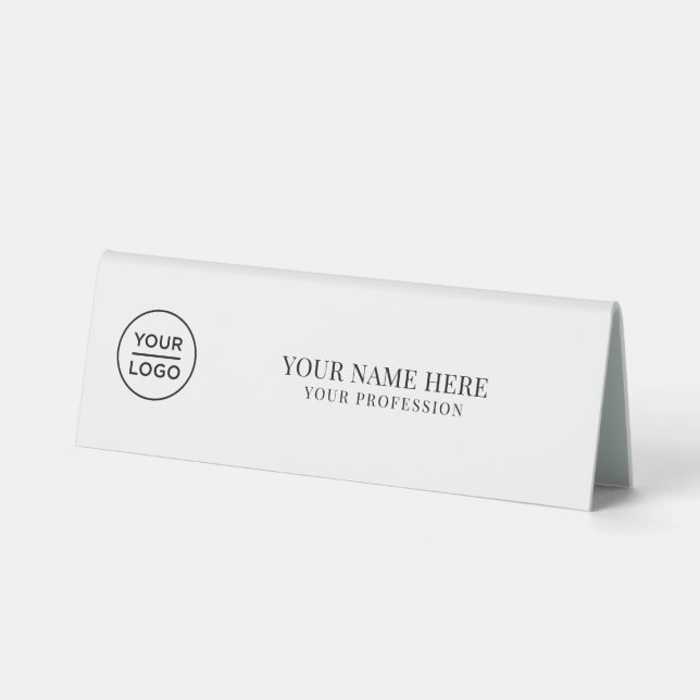 Elegant Logo Employee Name, Profession Tischaufsteller (Vorderseite)