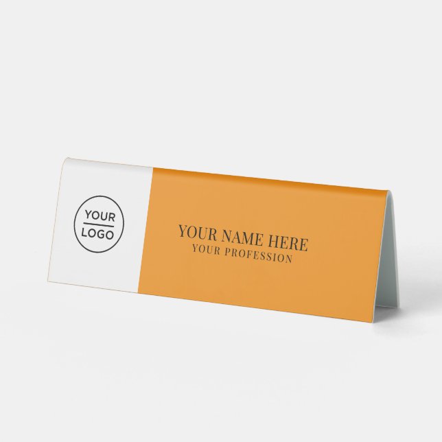 Elegant Logo Employee Name, Profession Tischaufsteller (Vorderseite)