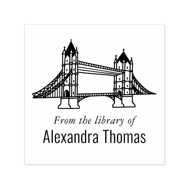 Elegant London Bridge Library Book Name Permastempel (Design)