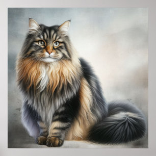 Elegant Long Haired Cat Poster