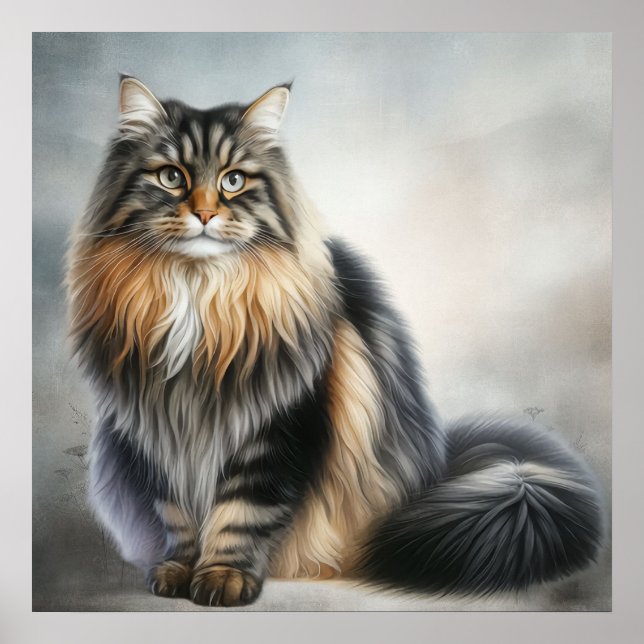 Elegant Long Haired Cat Poster (Vorne)