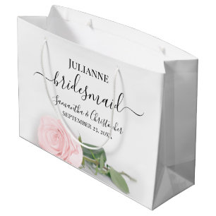 Elegant Long Stemmed Pink Rose Bridesmaid Hochzeit Große Geschenktüte
