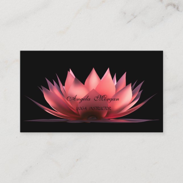 Elegant Lotus Black Yoga Instructor Visitenkarte (Vorderseite)