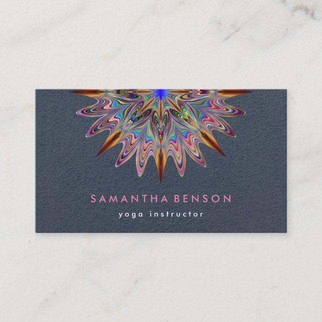 Elegant Lotus Blume Mandala Logo Yoga Instructor Visitenkarte (Vorderseite)