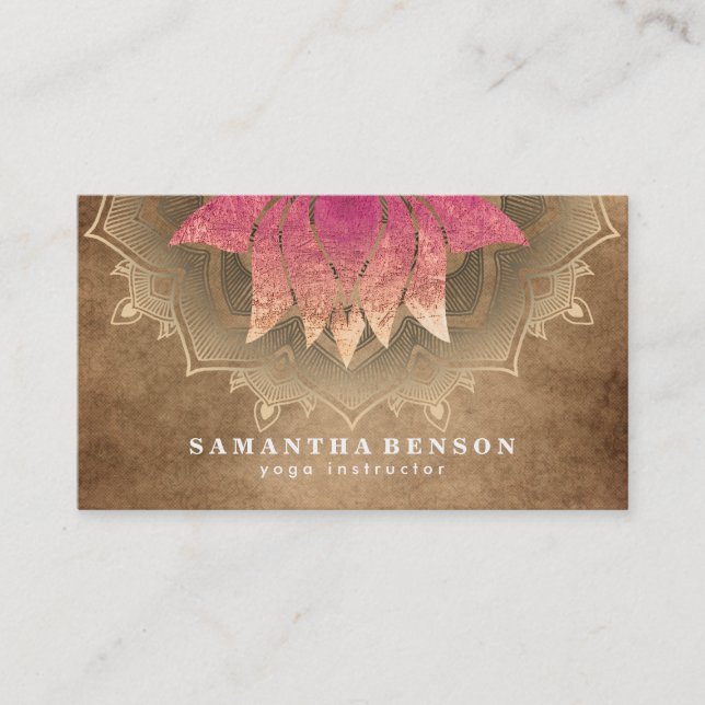 Elegant Lotus Blume Mandala Logo Yoga Instructor  Visitenkarte (Vorderseite)