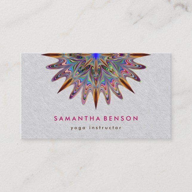 Elegant Lotus Blume Mandala Logo Yoga Instructor Visitenkarte (Vorderseite)