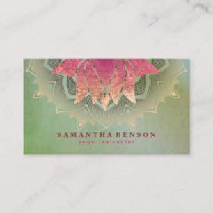 Elegant Lotus Blume Mandala Logo Yoga Instructor Visitenkarte