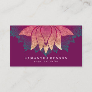 Elegant Lotus Blume Mandala Logo Yoga Instructor Visitenkarte