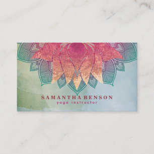 Elegant Lotus Blume Mandala Logo Yoga Instructor Visitenkarte