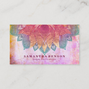 Elegant Lotus Blume Mandala Logo Yoga Instructor Visitenkarte