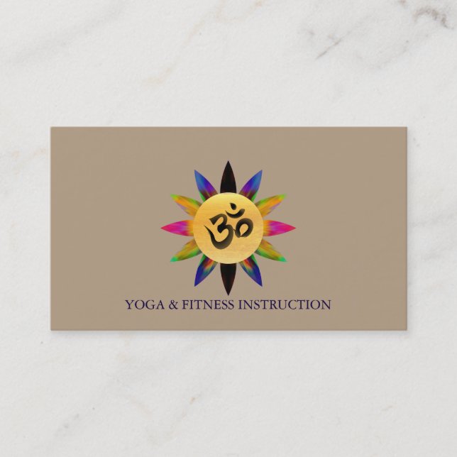 Elegant Lotus Blume "OM" Logo Yoga Visitenkarte (Vorderseite)