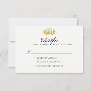 Elegant Lotus Blume Wedding RSVP Card Karte